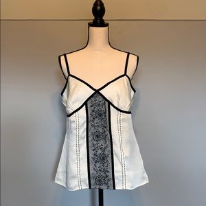 Ann Taylor Loft l Silk Cream Beaded Tank l SZ 12/L Fits like 10